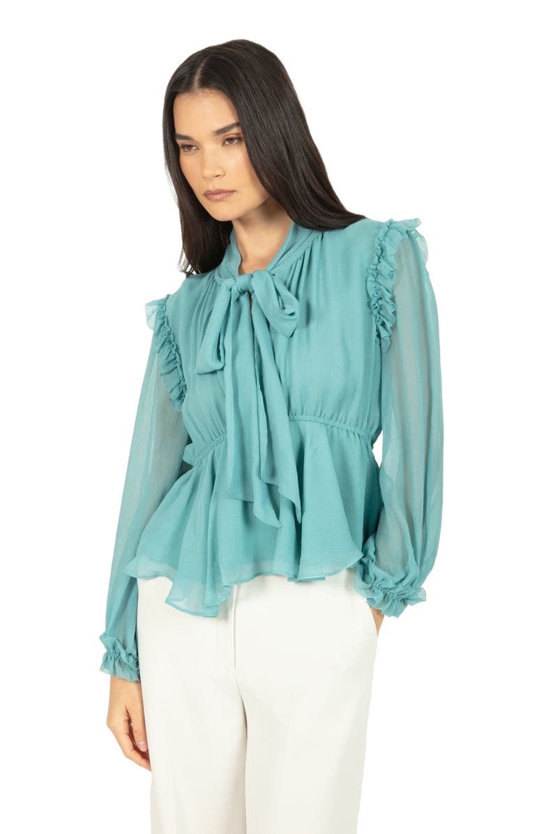 SECRET MISSION Camila Blouse, Alternate, color, Cyan Green