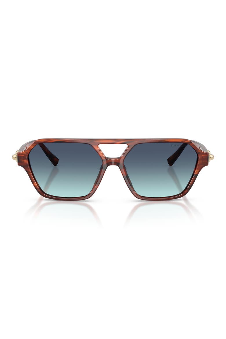 58mm Square Sunglasses, Main, color, RUBY STRIPED HAVANA / AZURE