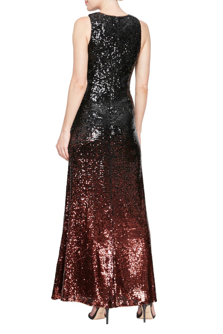 Ombré Sequin Trumpet Gown, Alternate, color, BLACK/ COPPER