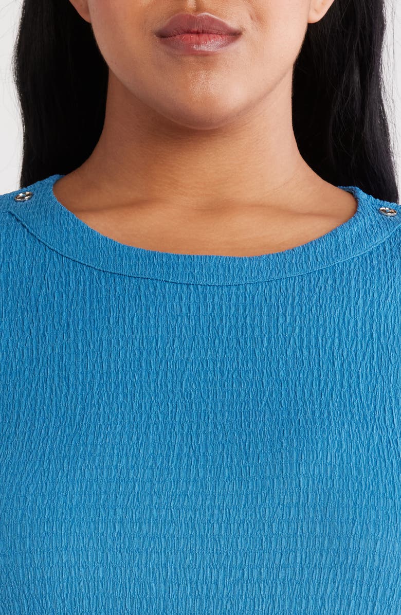 Jones New York Button Accent Cap Sleeve Top, Alternate, color, Mystic Blue