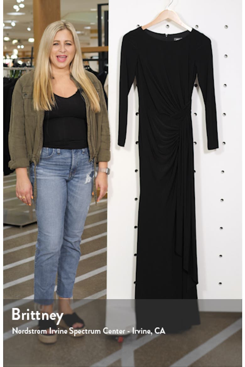 Long Sleeve Ruched Gown video