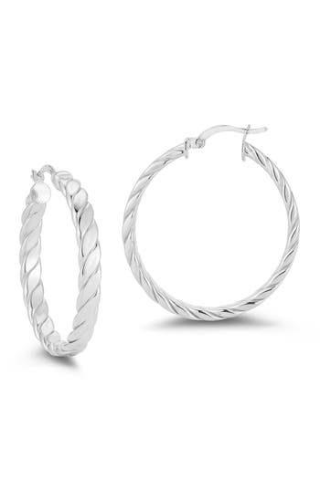 Chloe & Madison Chloe And Madison Medium Twisted Hoop Earrings In Silver