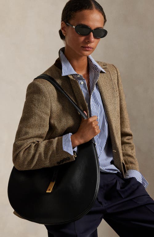 Polo Ralph Lauren Polo Id Large Calfskin Shoulder Bag In Black