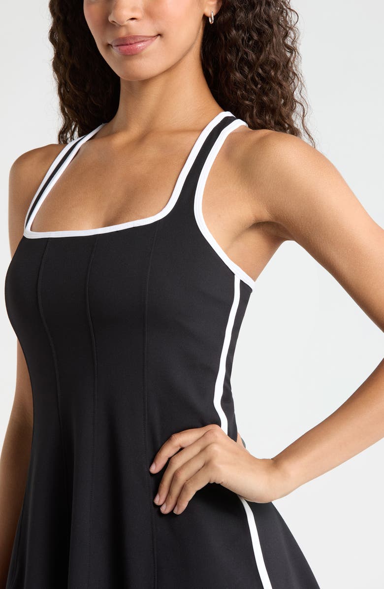 Zella Serene Contrast Binding Minidress, Alternate, color, Black