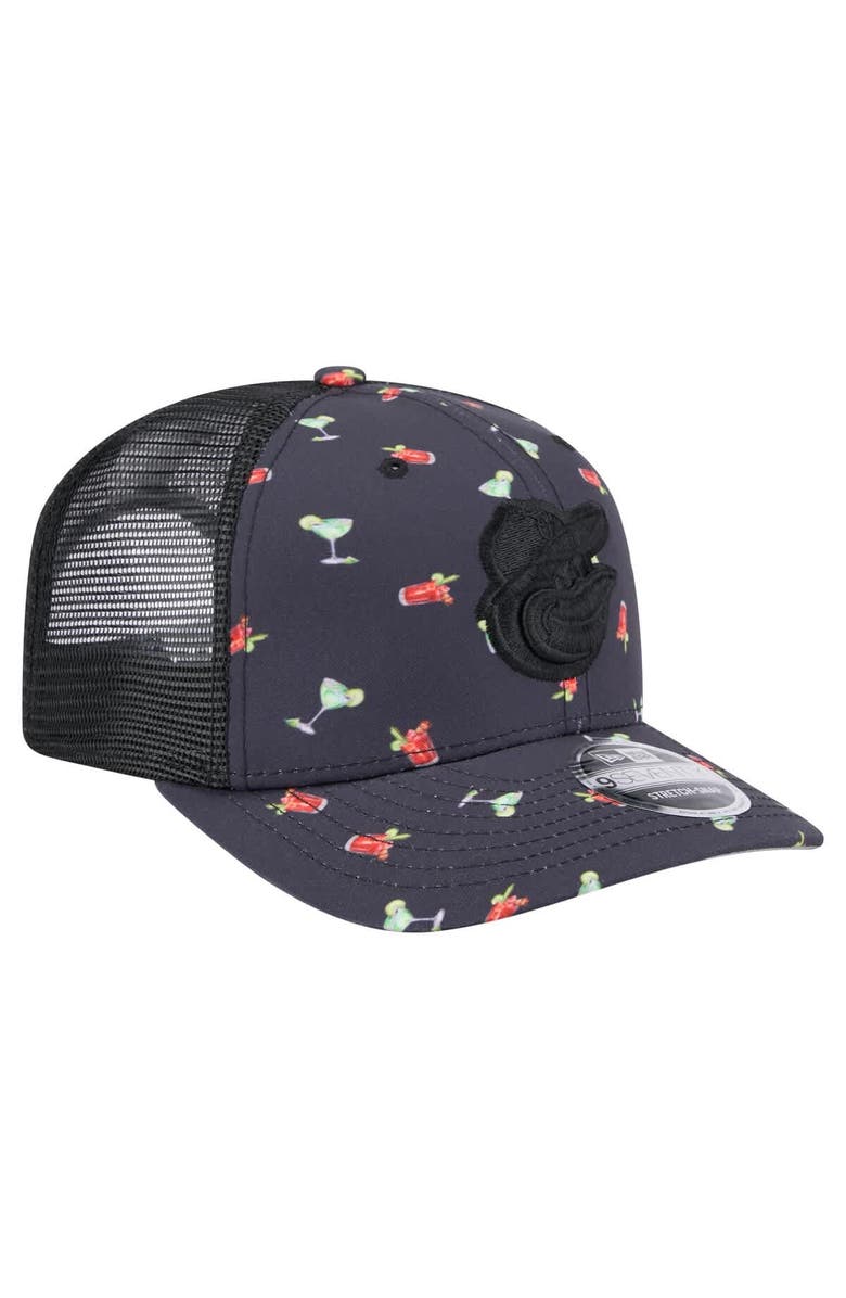 New Era Men's New Era Black Baltimore Orioles Adventure Drinks Pattern 9SEVENTY Stretch-Snap Hat, Alternate, color, Navy