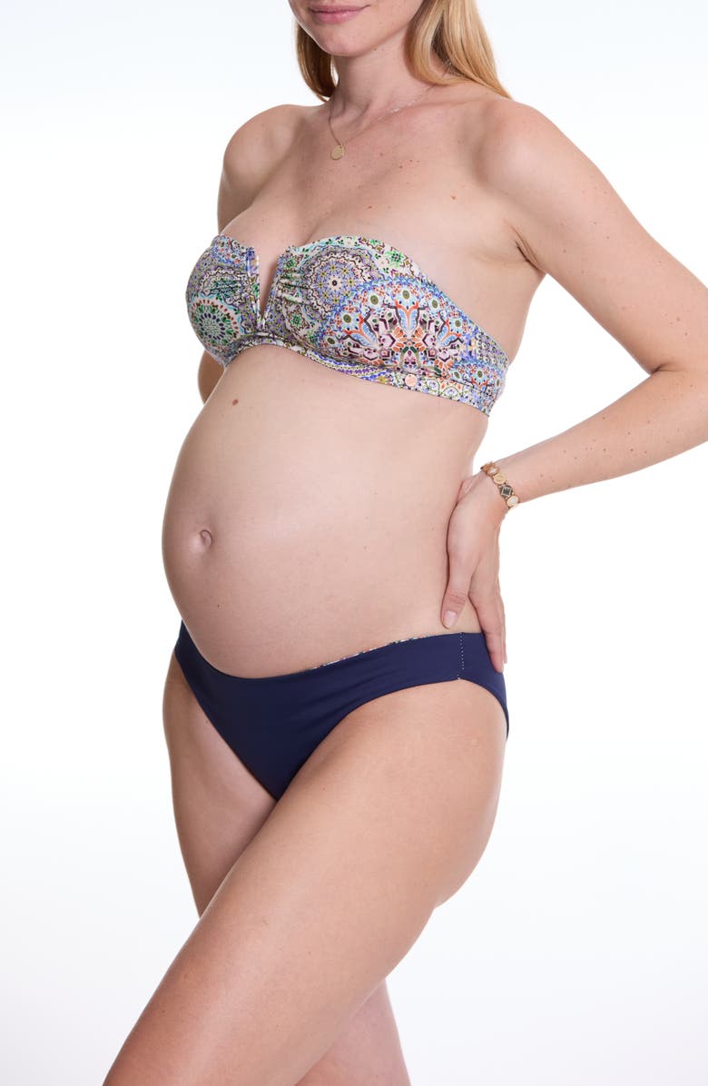 Cache Coeur Mandala Reversible Maternity Bikini, Alternate, color, Blue Multicolor