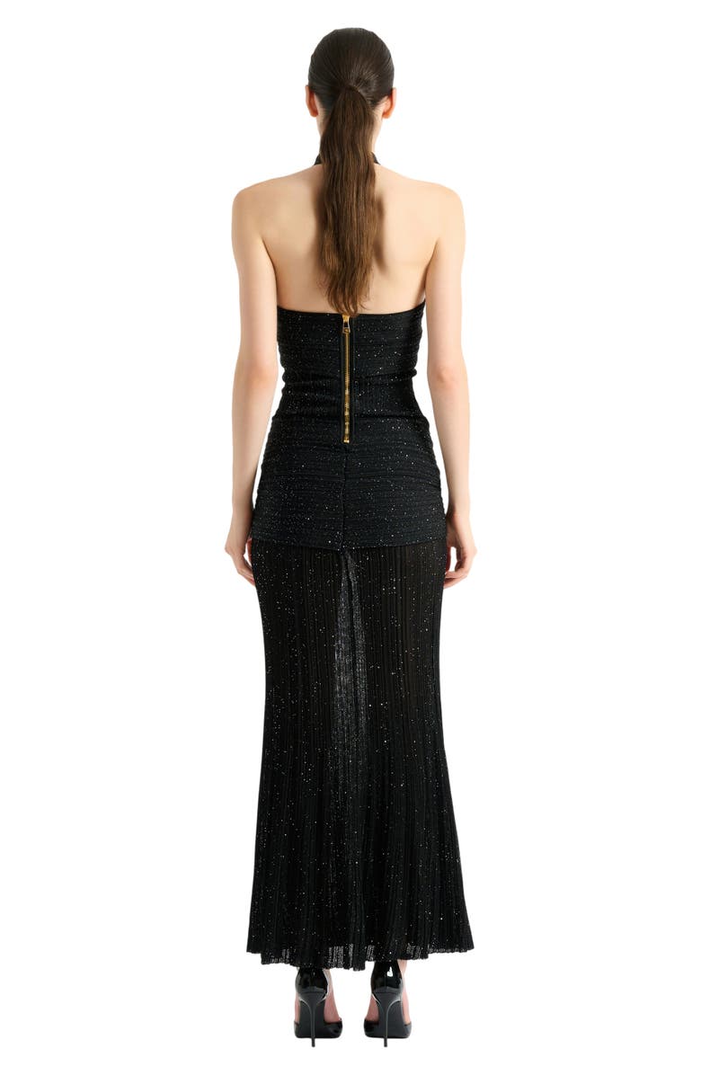Balmain Long Fléchage knit dress, Alternate, color, Black