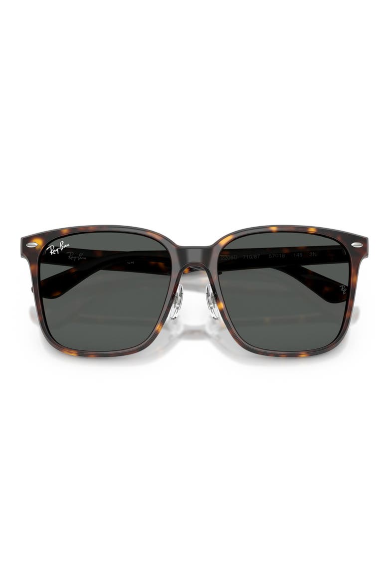 Slim Square 57mm Sunglasses, Alternate, color, HAVANA / DARK GREY