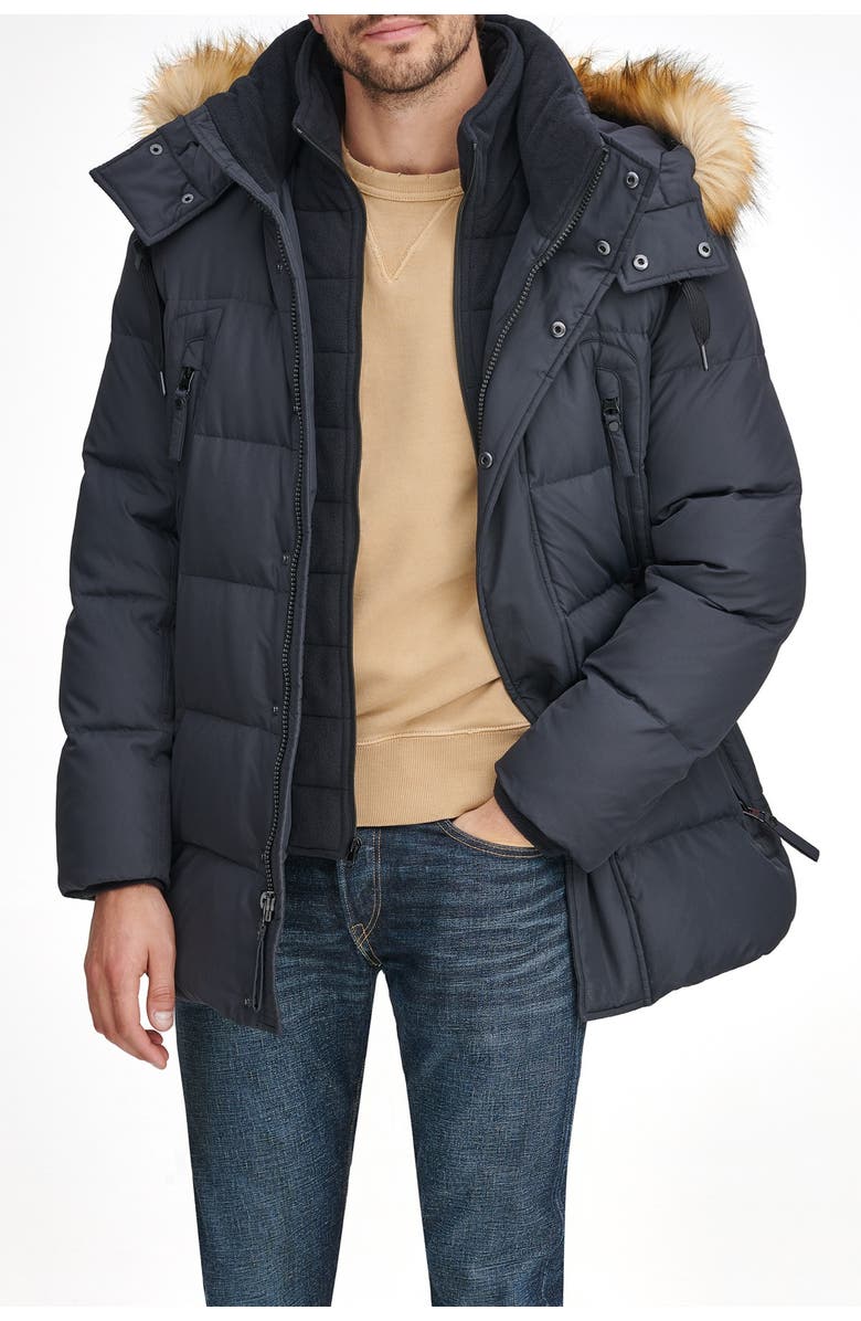 Marc New York Conway Removable Faux Fur Hood Quilted Parka, Main, color, 
