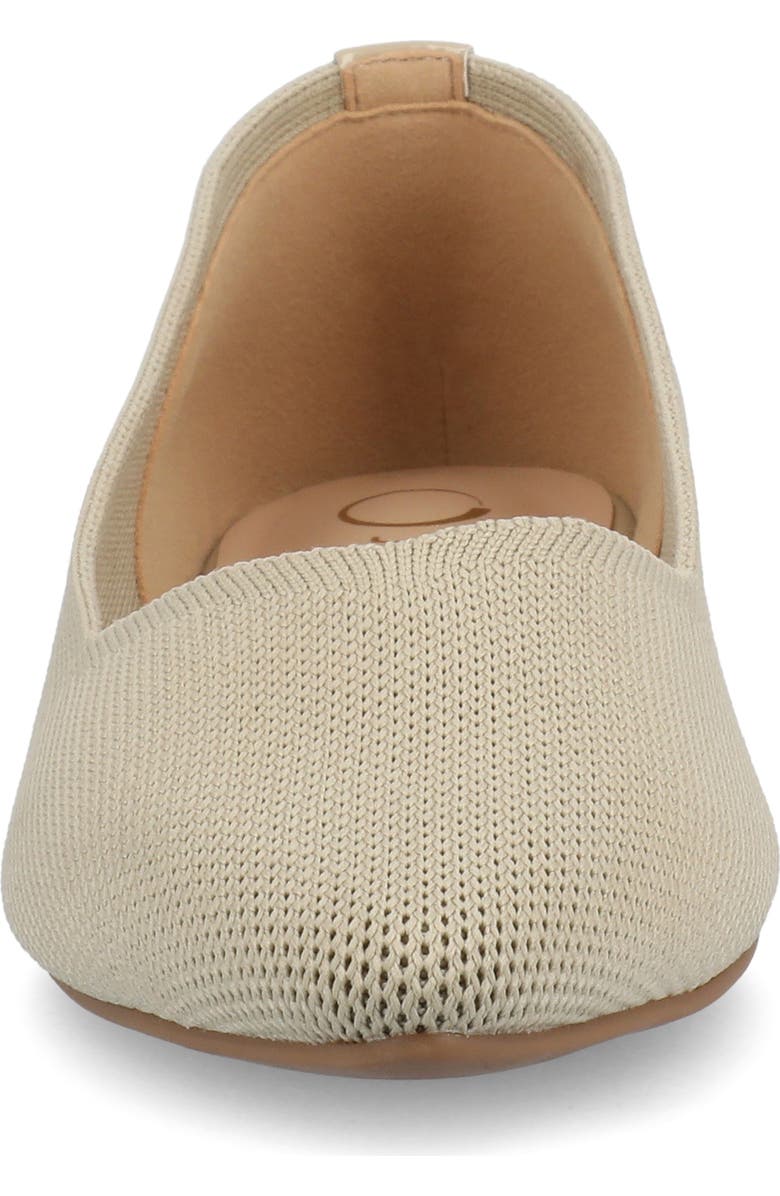 Journee Collection Minnah Knit Almond Toe Flat, Alternate, color, Taupe