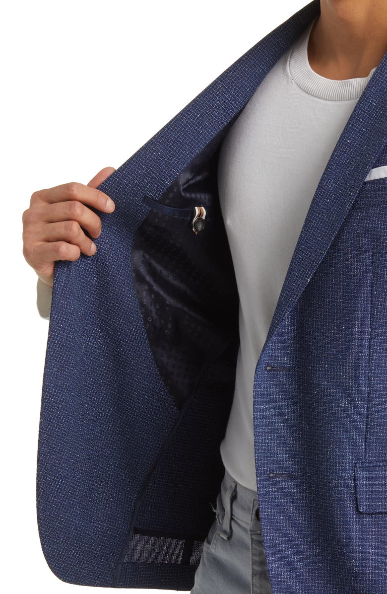 BOSS Hutson Slim Fit Glen Check Wool Sport Coat, Alternate, color, Dk Bu