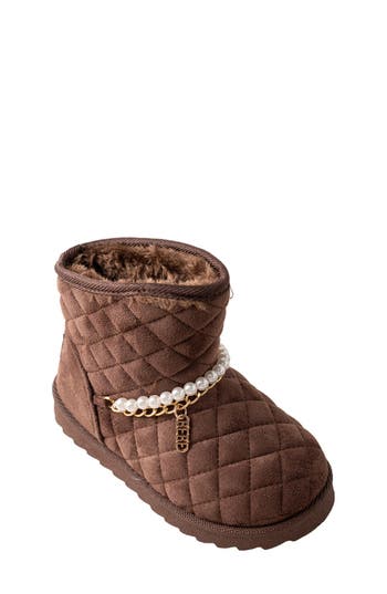 Bebe Kids' Cozy Quilted Faux Fur Lined Boot In Chocolate