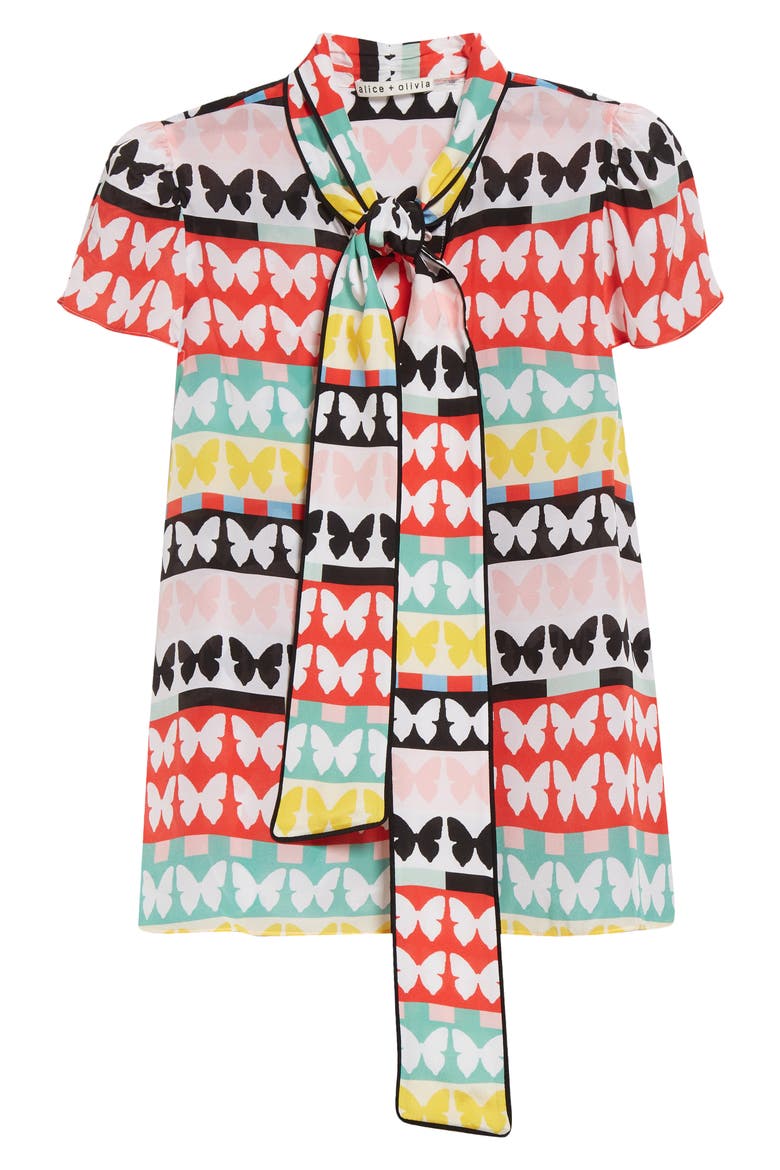 Jeannie Butterfly Print Silk Top, Alternate, color, FLUTTERS