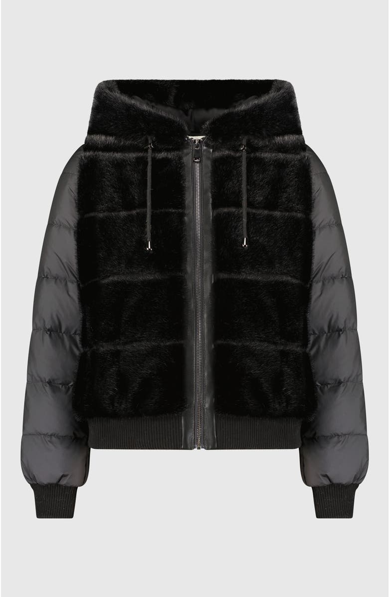 Lyla Grant Fur-Free Mink (Faux Fur) Jacket With Hood, Alternate, color, Black/Black