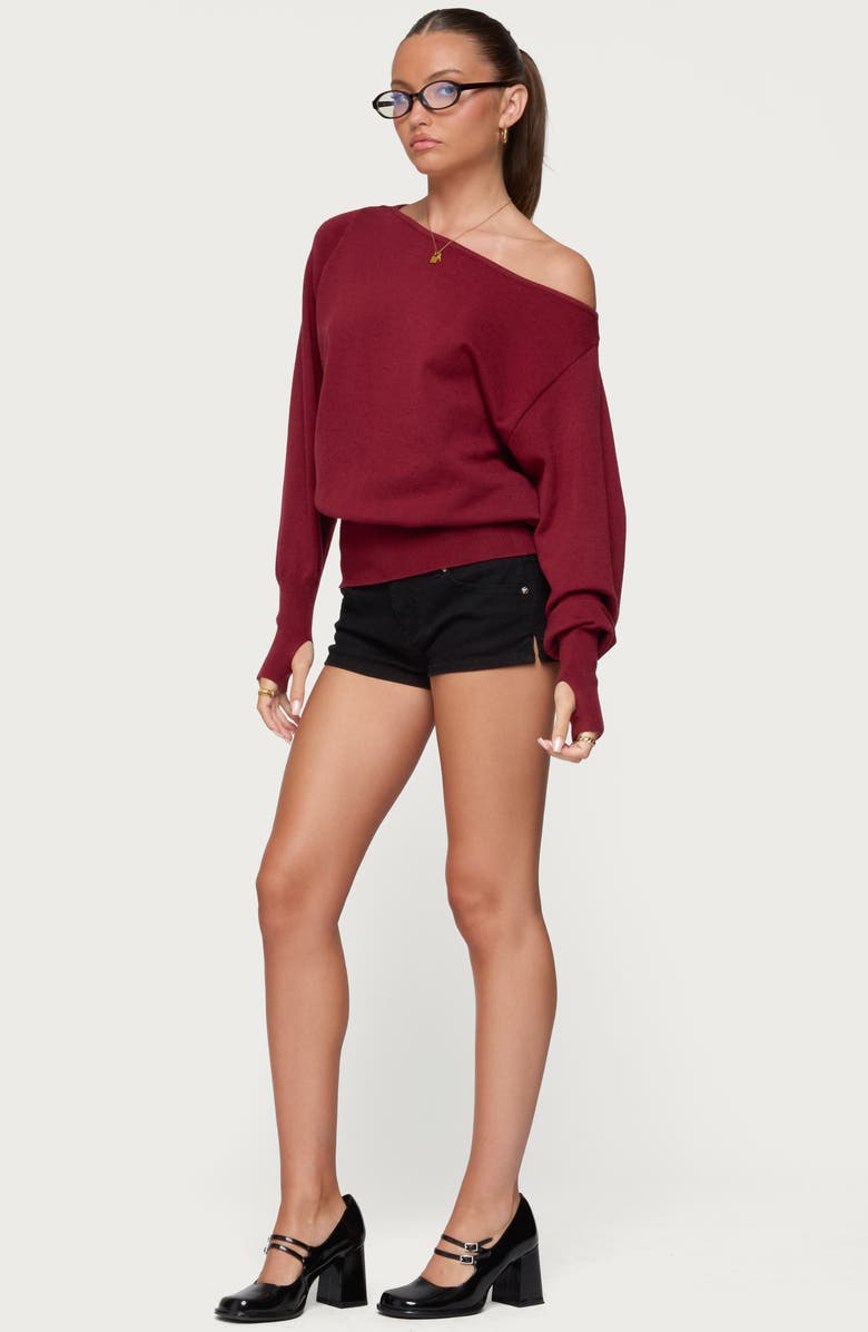 EDIKTED Jagger Low Rise Denim Shorts, Alternate, color, Black