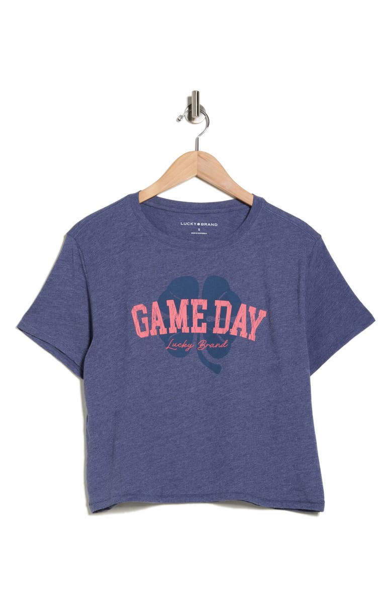 Lucky Brand Game Day Crop Graphic T-Shirt, Alternate, color, Black Iris