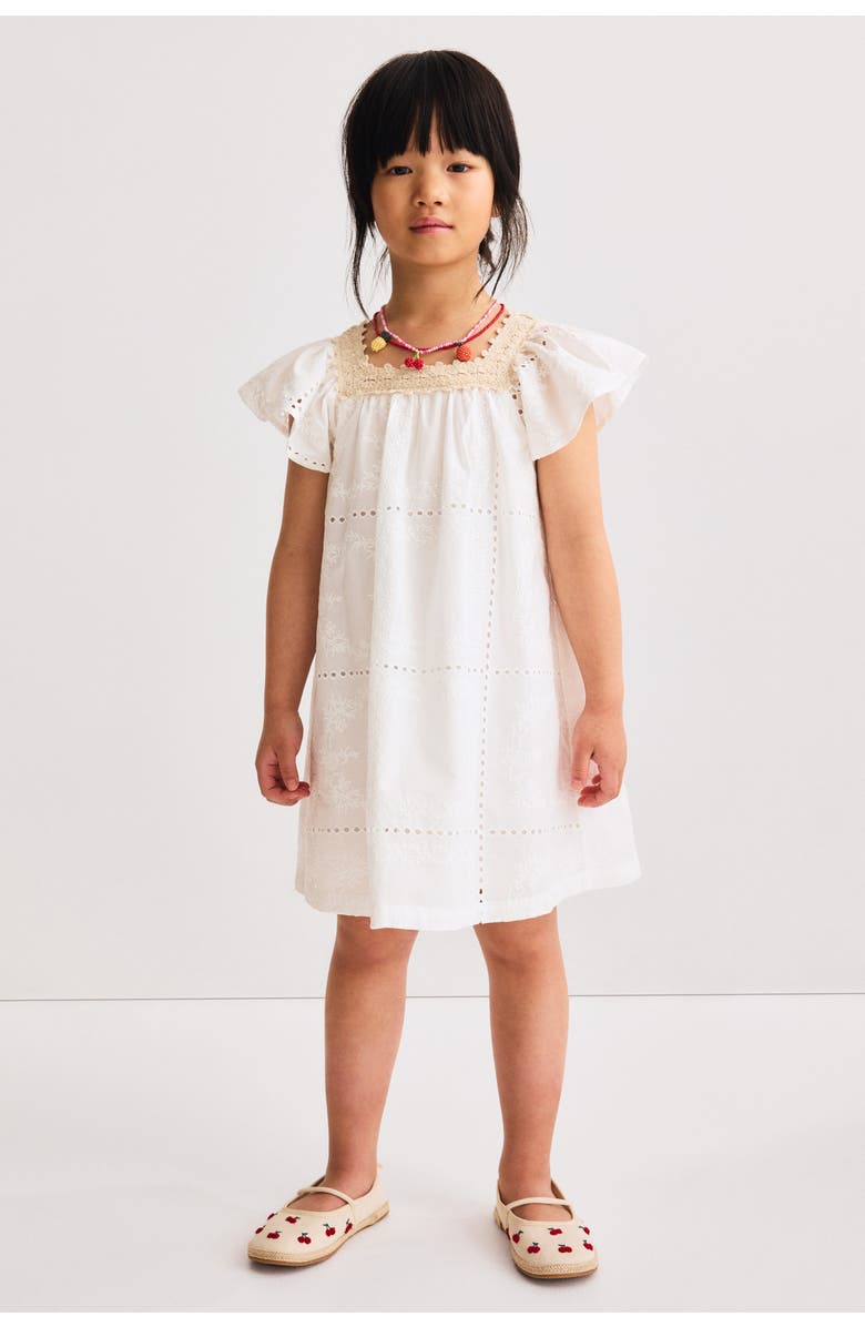 H&M Broderie Anglaise Dress, Alternate, color, White