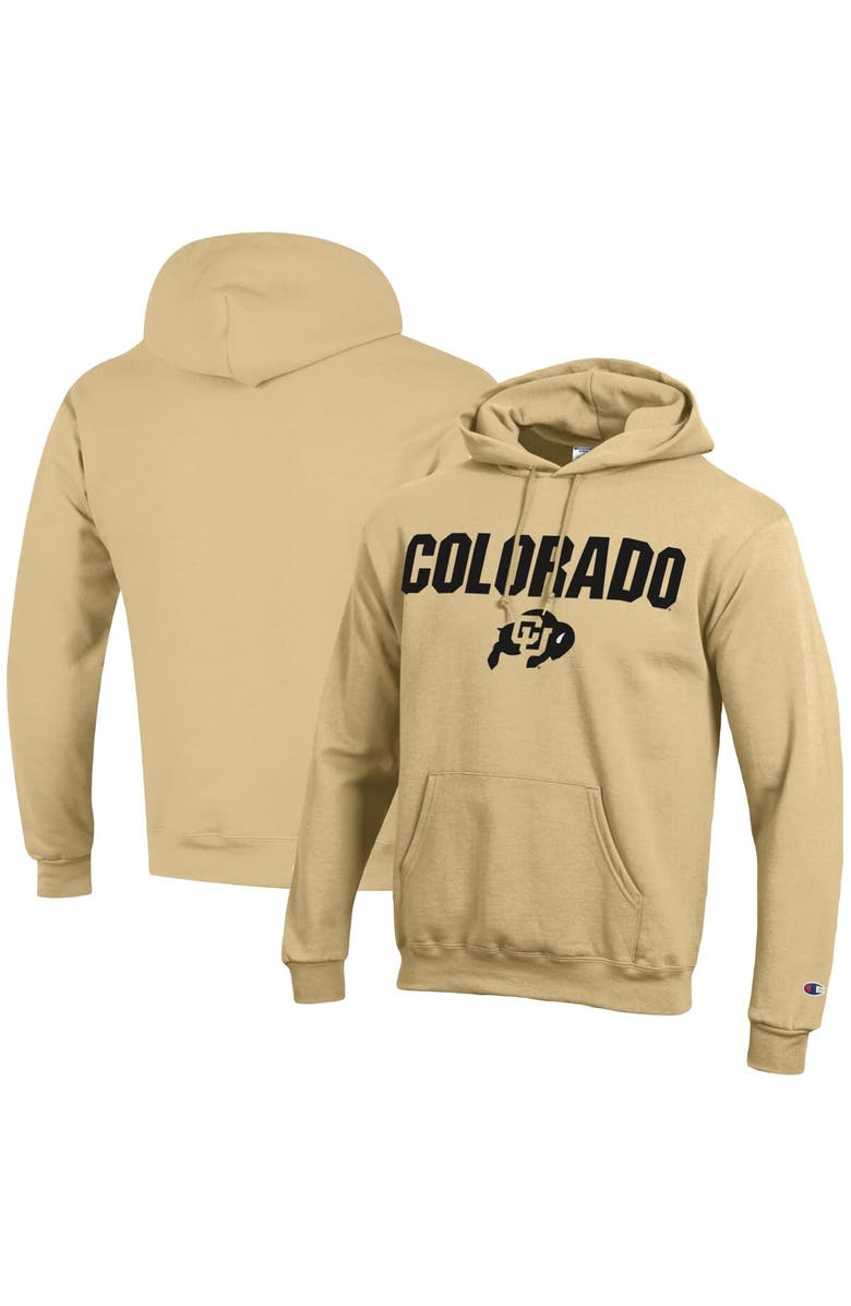 Champion Men's Champion Gold Colorado Buffaloes Straight Over Logo Powerblend Pullover Hoodie, Alternate, color, Gold