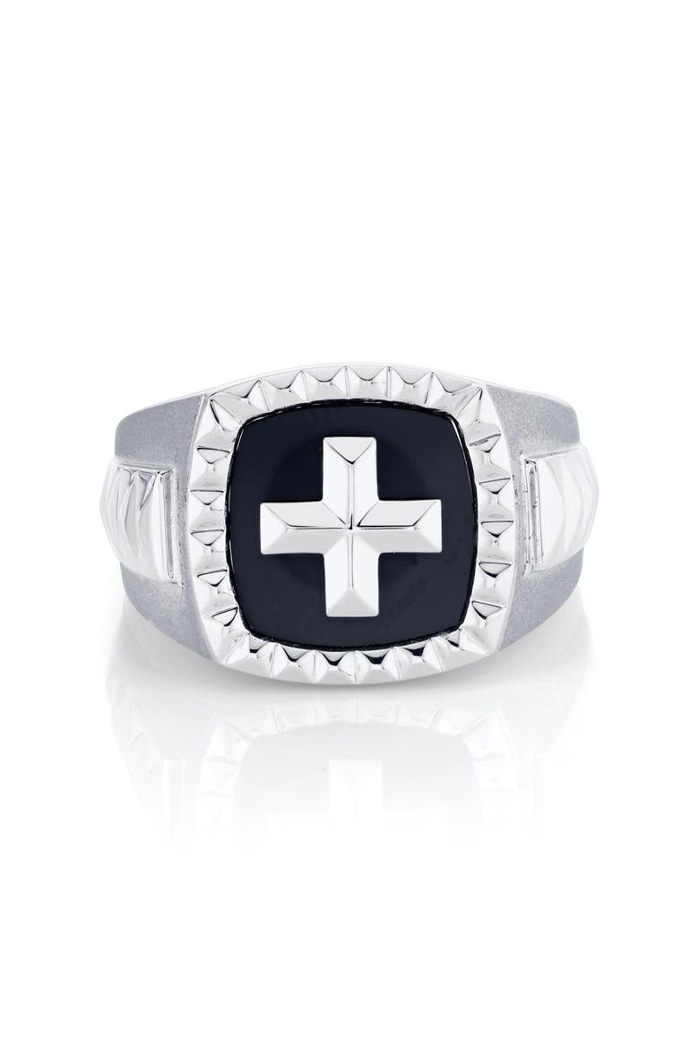Men's Tetra Signet Ring, Alternate, color, Silver
