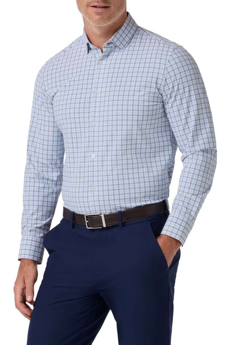 Leeward Performance Plaid Dress Shirt, Main, color, HEMLOCK MILES PLAID