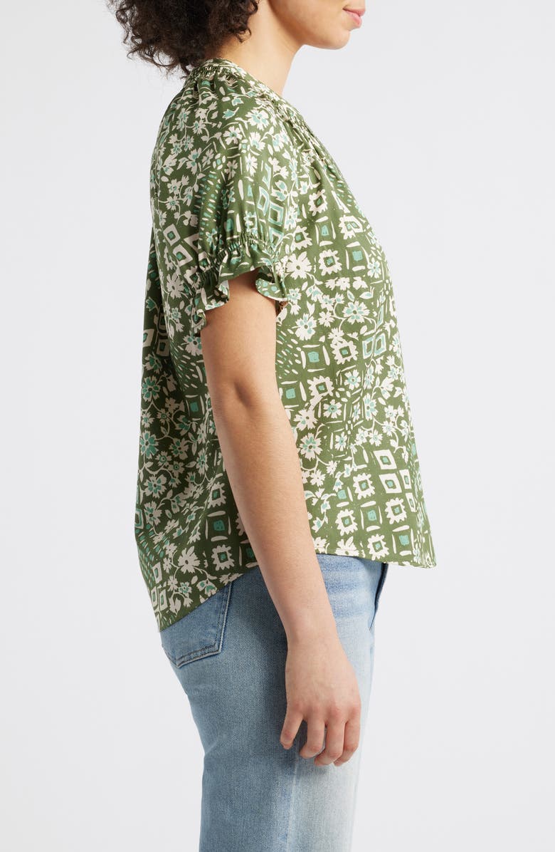 Wit & Wisdom Print Puff Sleeve Top, Alternate, color, Rolling Hill Green Multi