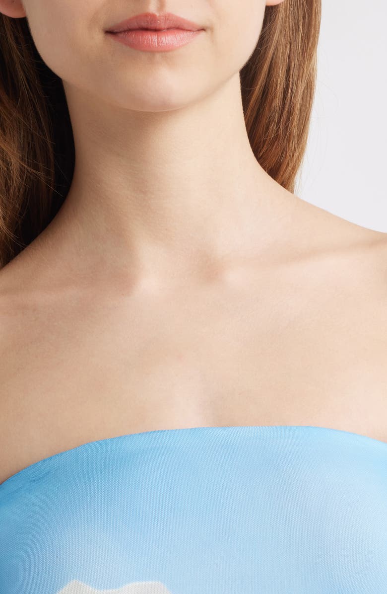 Rare London Spring Sky Strapless Satin Maxi Dress, Alternate, color, Blue