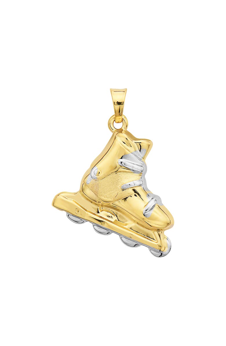 BEST SILVER 14K Gold Two-Tone Roller Skate Pendant, Main, color, 