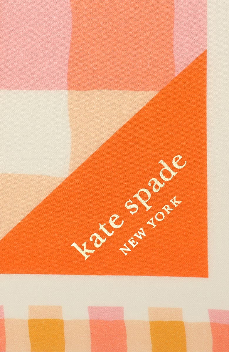 Kate Spade New York beach plaid cotton & silk scarf, Alternate, color, Orange Multi
