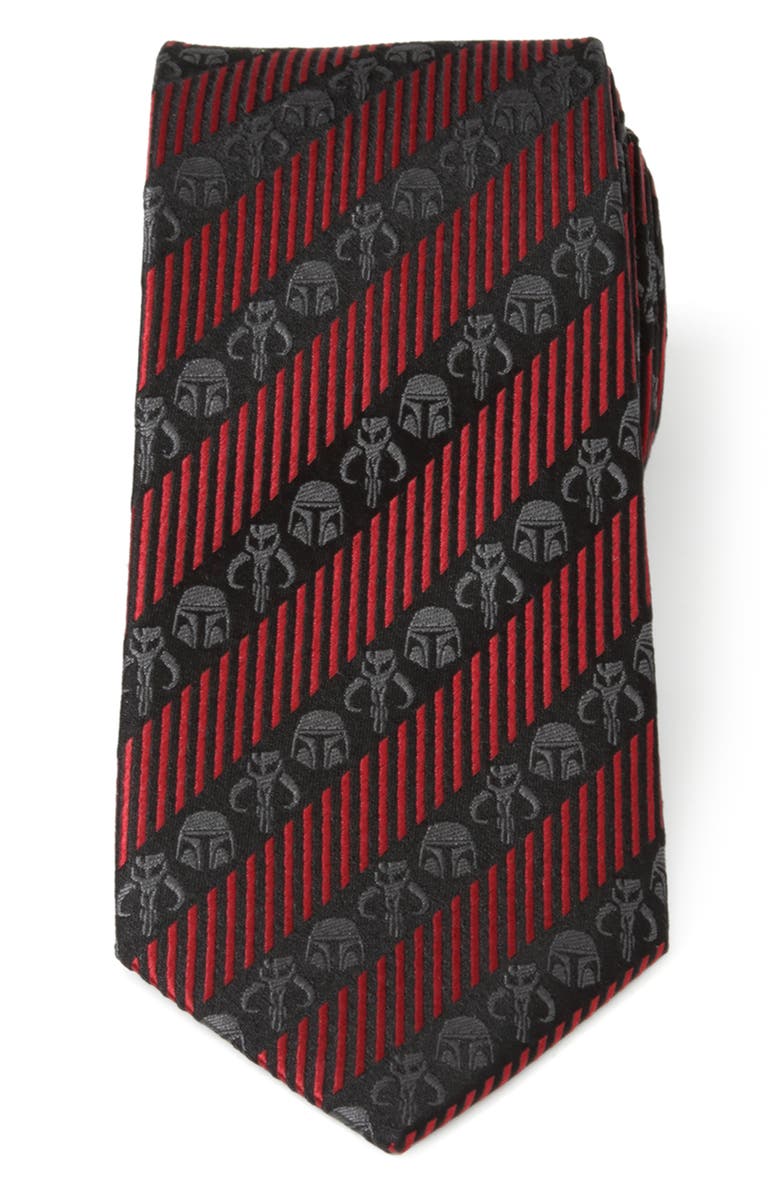 Cufflinks, Inc. Star Wars<sup>™</sup> Mandalorian Black Red Stripe Silk Tie, Main, color, Red