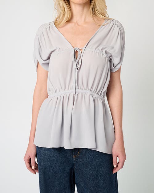 Weworewhat Gathered Cap Short Sleeve Top In Dove