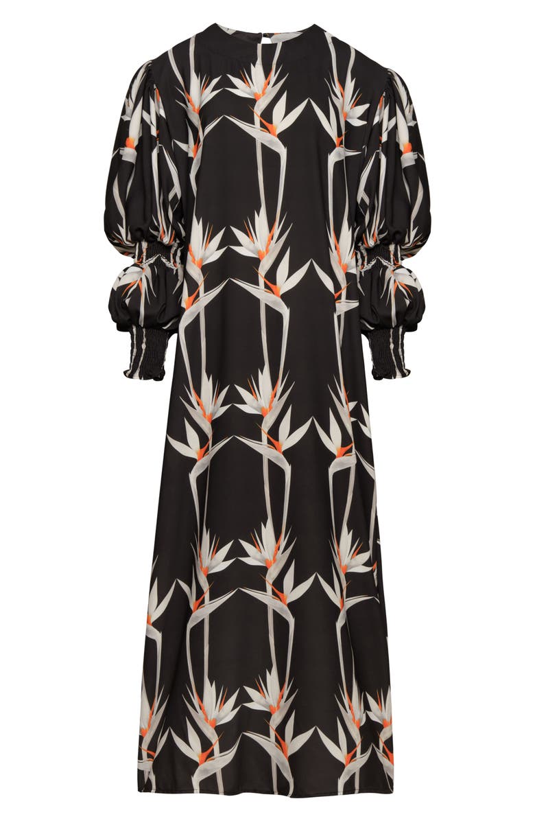The Lulo Project Makeda Print Long Sleeve Maxi Dress, Alternate, color, Birds Of Paradise Black