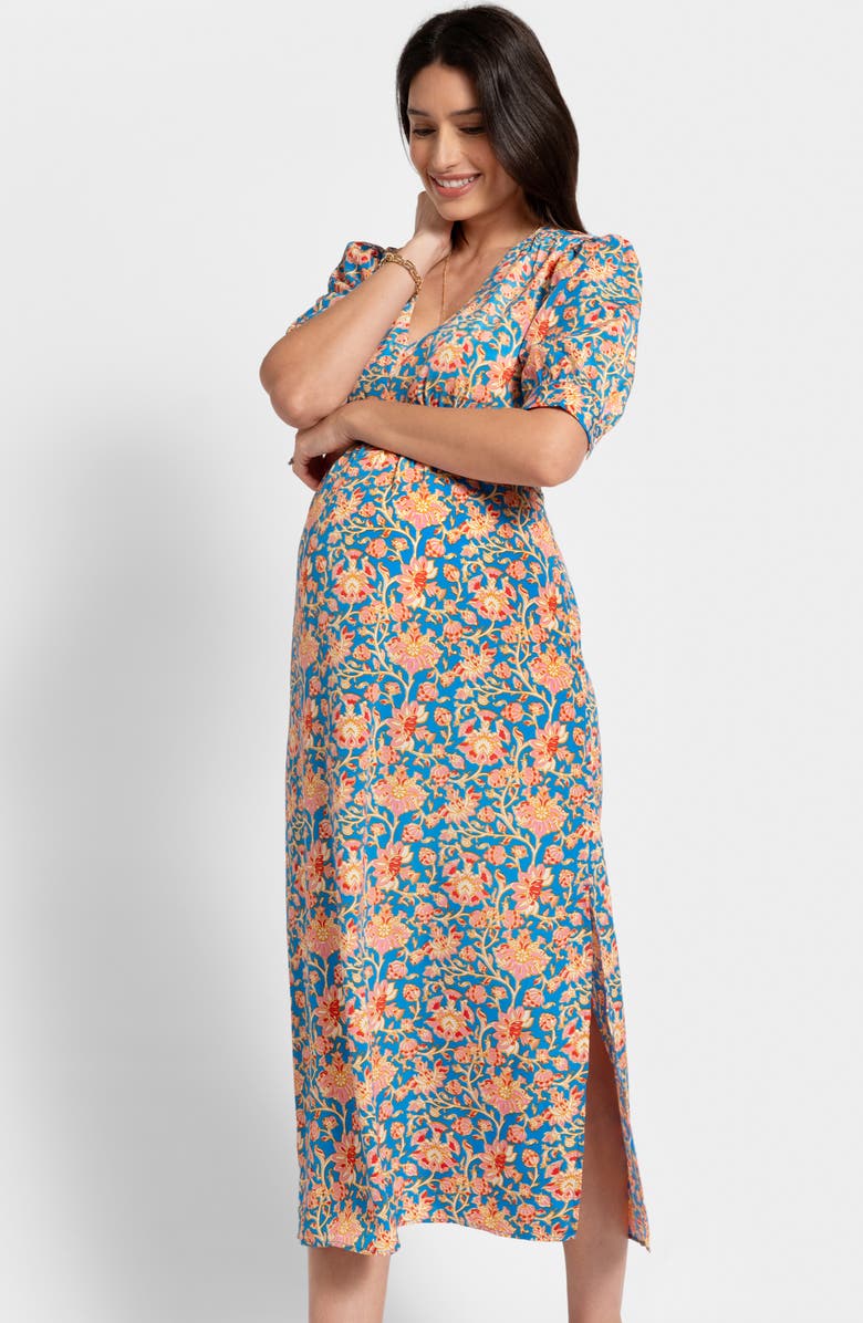 Seraphine Pleated A-Line Midi Maternity Dress, Alternate, color, 