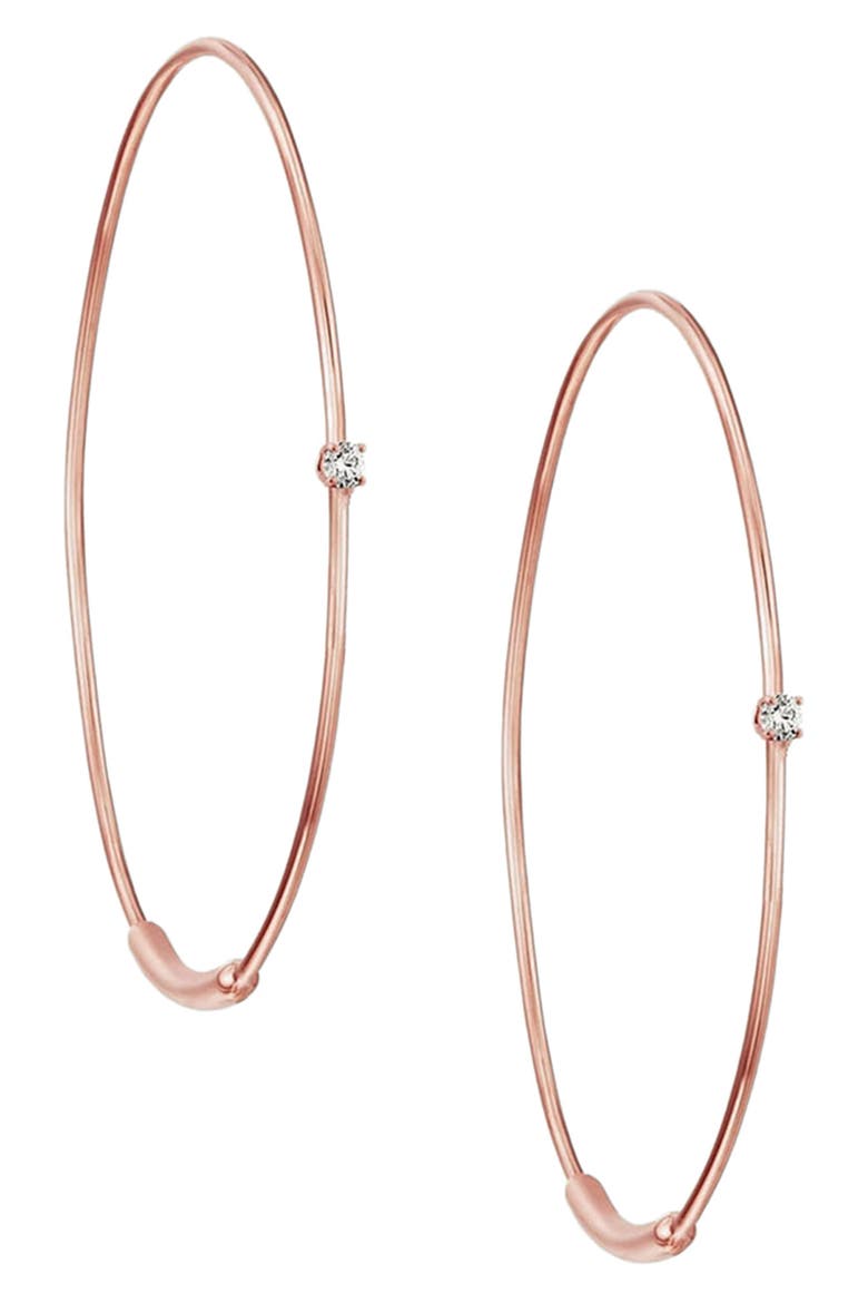 Small Magic Diamond Hoop Earrings, Main, color, ROSE