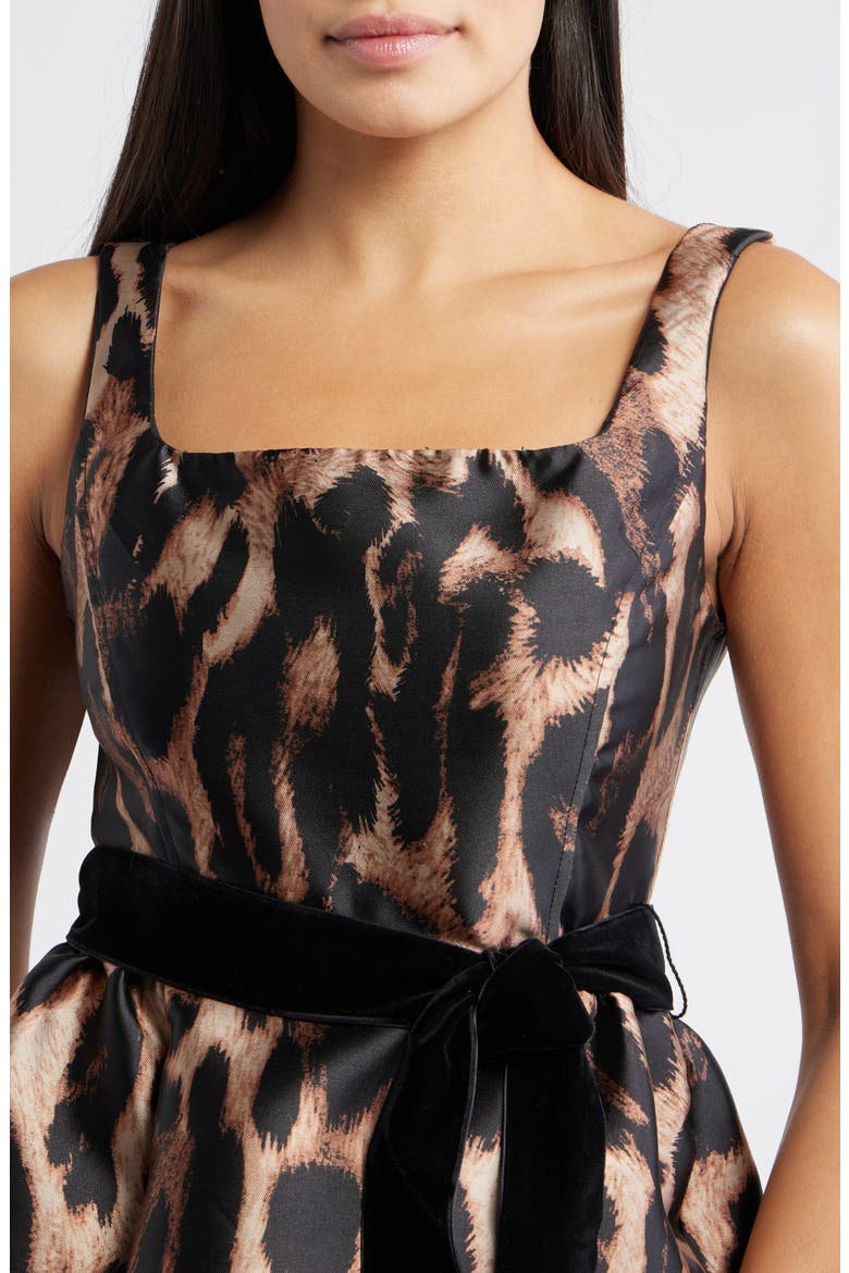 Leopard Print Cocktail Minidress, Alternate, color, BLACK MULTI