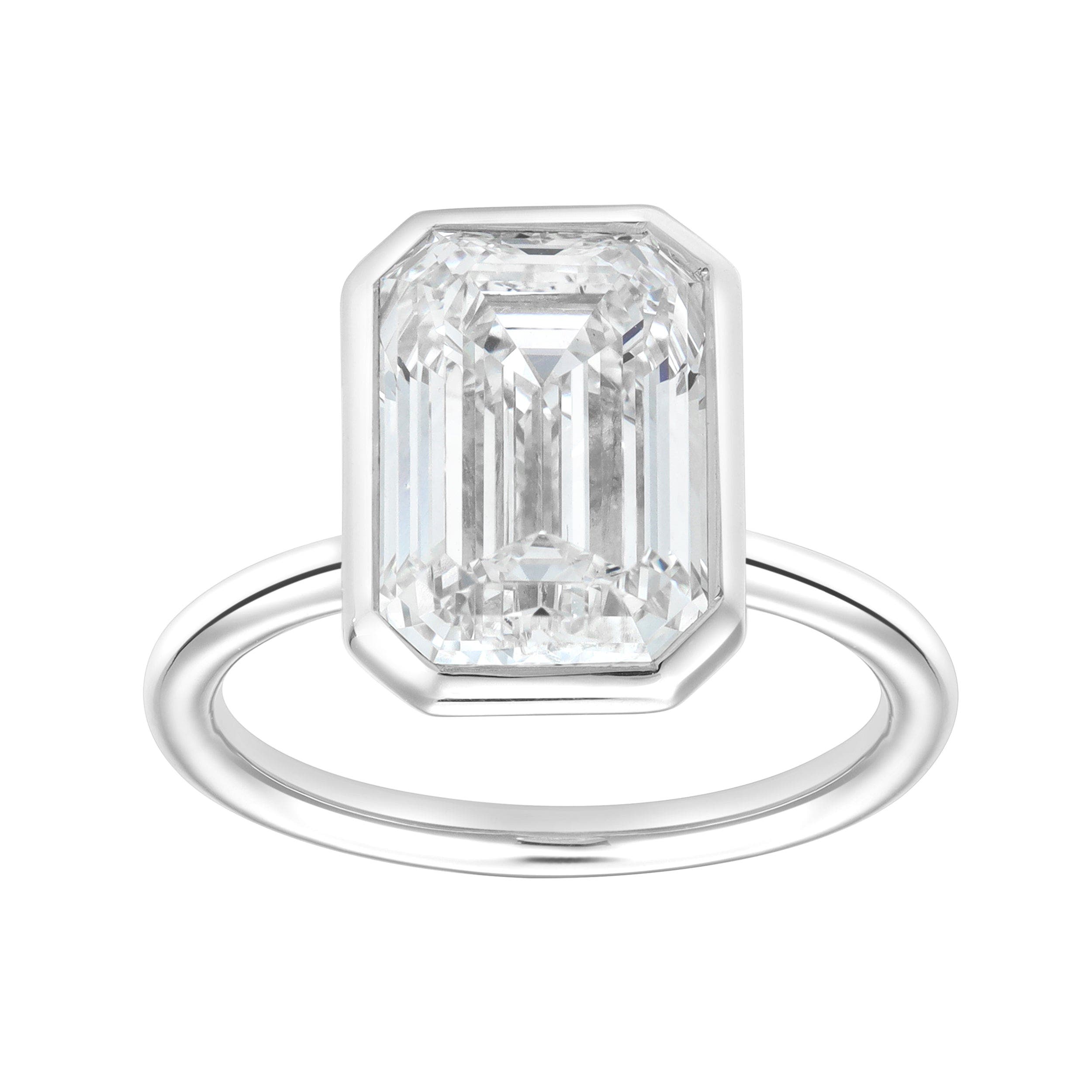 LuvMyJewelry Alessia 14K Gold Emerald Cut Lab Grown Diamond Bezel ...