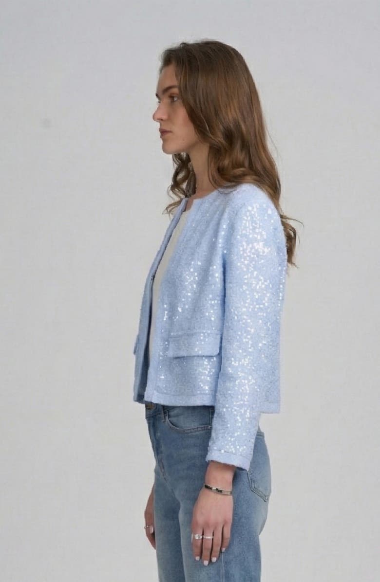 ELLE Collection Sequin Jacket, Alternate, color, Icy Blue