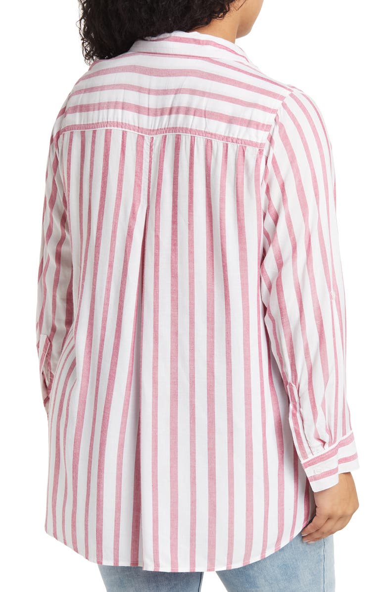 VELVET HEART Elisa Stripe Roll-Sleeve Button Front Shirt, Alternate, color, 