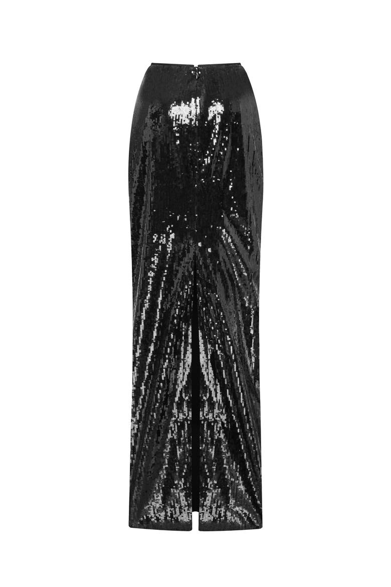 Fitted High-Waist Sequin Pencil Maxi Skirt for Cocktail Events, Alternate, color, Black