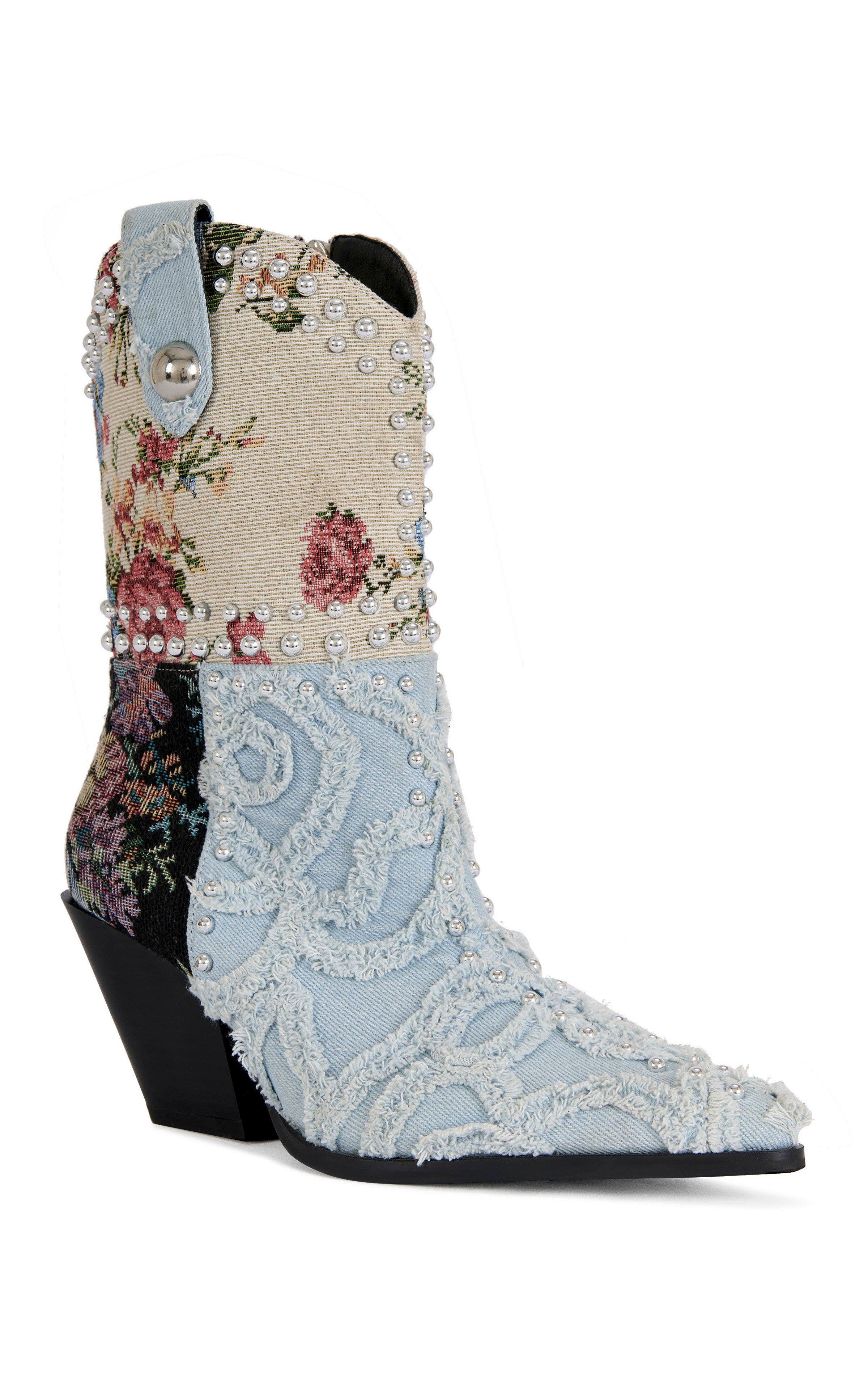 AZALEA WANG Akari Block Bootie, Alternate, color, Denim Multi
