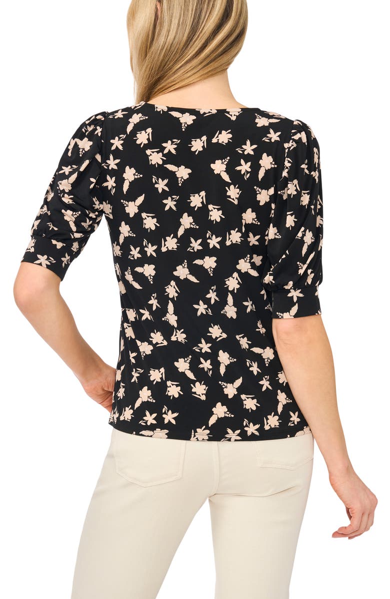 CeCe Floral Knit Top, Alternate, color, Rich Black