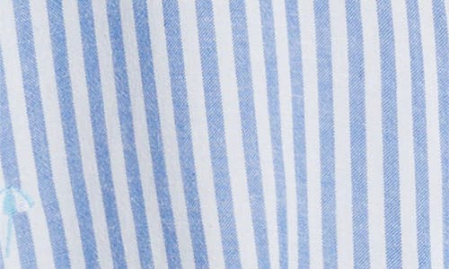 Beachlunchlounge Rosie Embroidered Tie Front Short Sleeve Button-up Shirt In Azores Shore