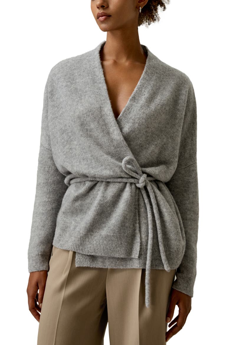 Lounge Wrap Wool Knit Cardigan for Women, Main, color, Mixed Gray