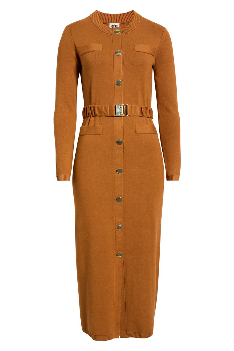 Belted Button Down Maxi Dress, Alternate, color, TOAST