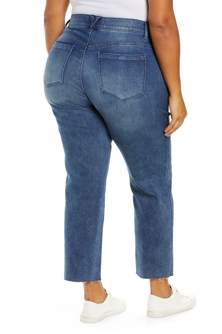Wit and Wisdom Ab-Solution Raw Hem Crop Straight Leg Jeans (Nordstrom Exclusive), Alternate, color, MBLA-MID BLUE ARTISANAL