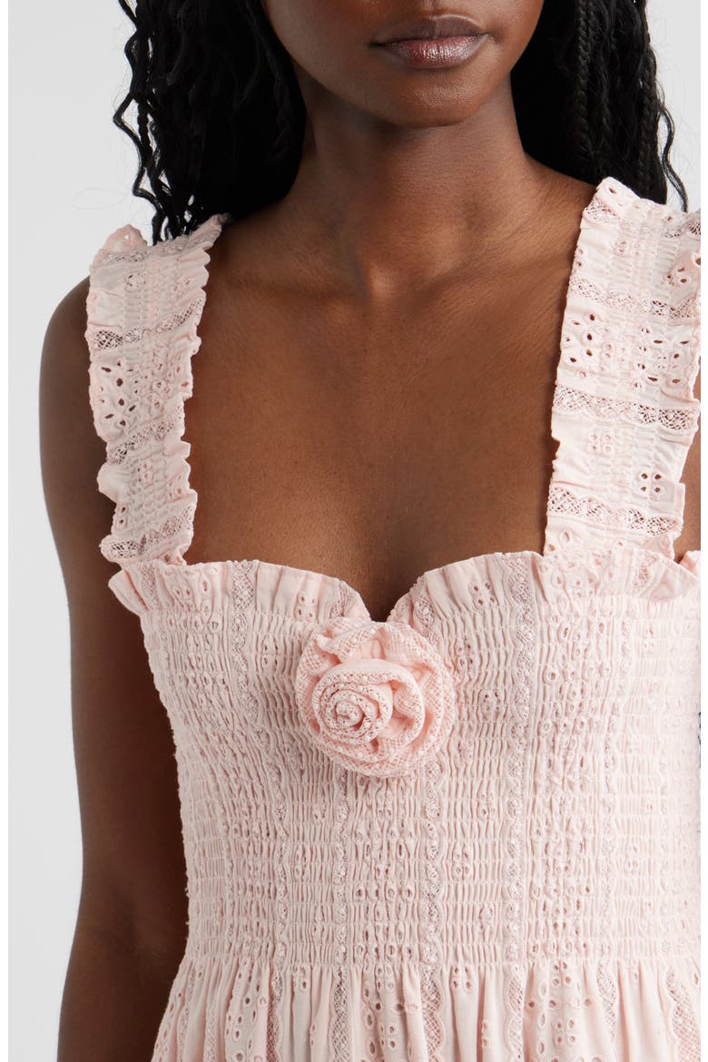 Rosetta Nap Smocked Bodice Cotton Broderie Anglaise Sundress, Alternate, color, POWDER PINK