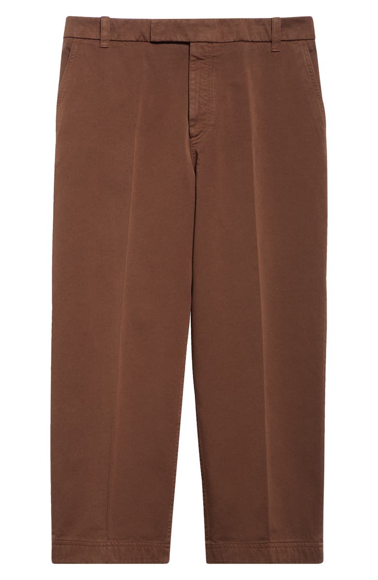 Thom Browne Cotton Twill Crop Chinos, Alternate, color, Brown