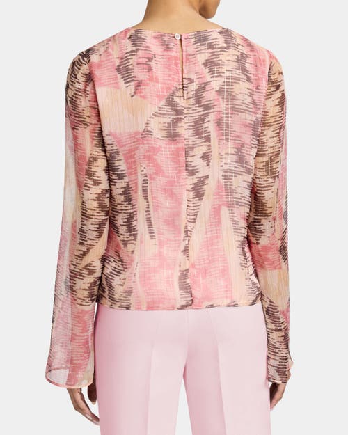 Santorelli Fabi Long Sleeve Top In Printed Silk Chiffon