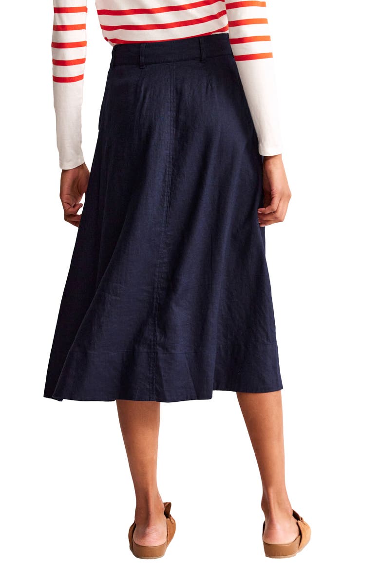 Boden Petra Linen Midi Skirt, Alternate, color,