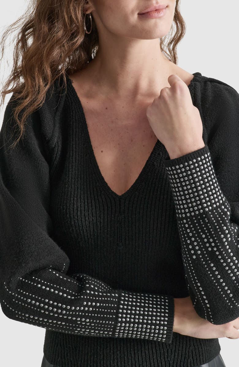 DKNY Studded Rib Sweater, Alternate, color,