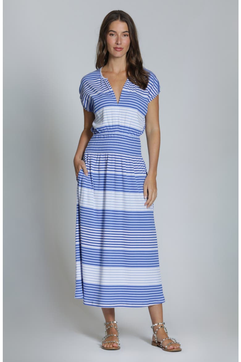 Stripe Jersey Midi Dress, Alternate, color, BLUE MULTI